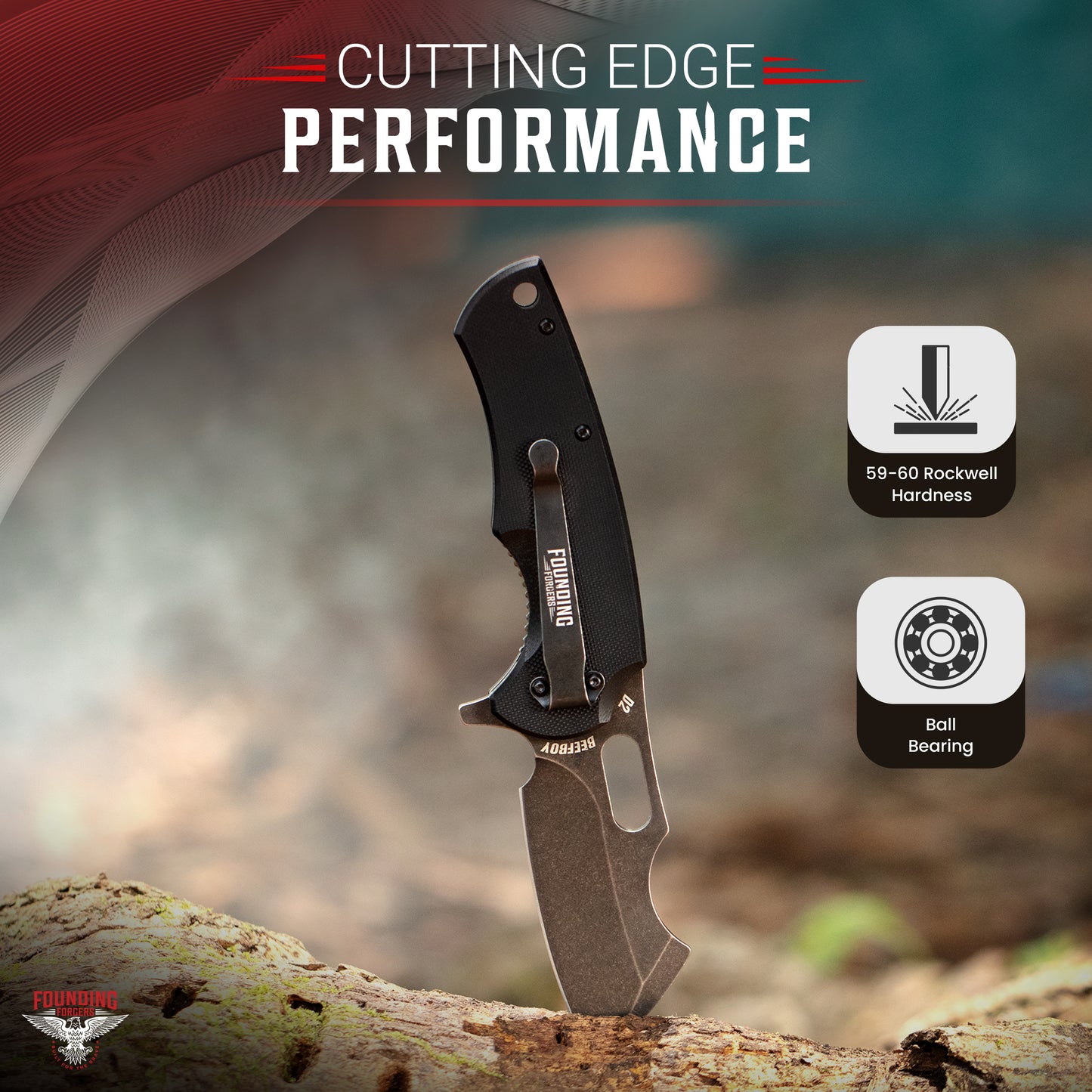 BEEF BOY - 3.1" Stone Wash D2 Steel Pocket Knife - G10 Scales