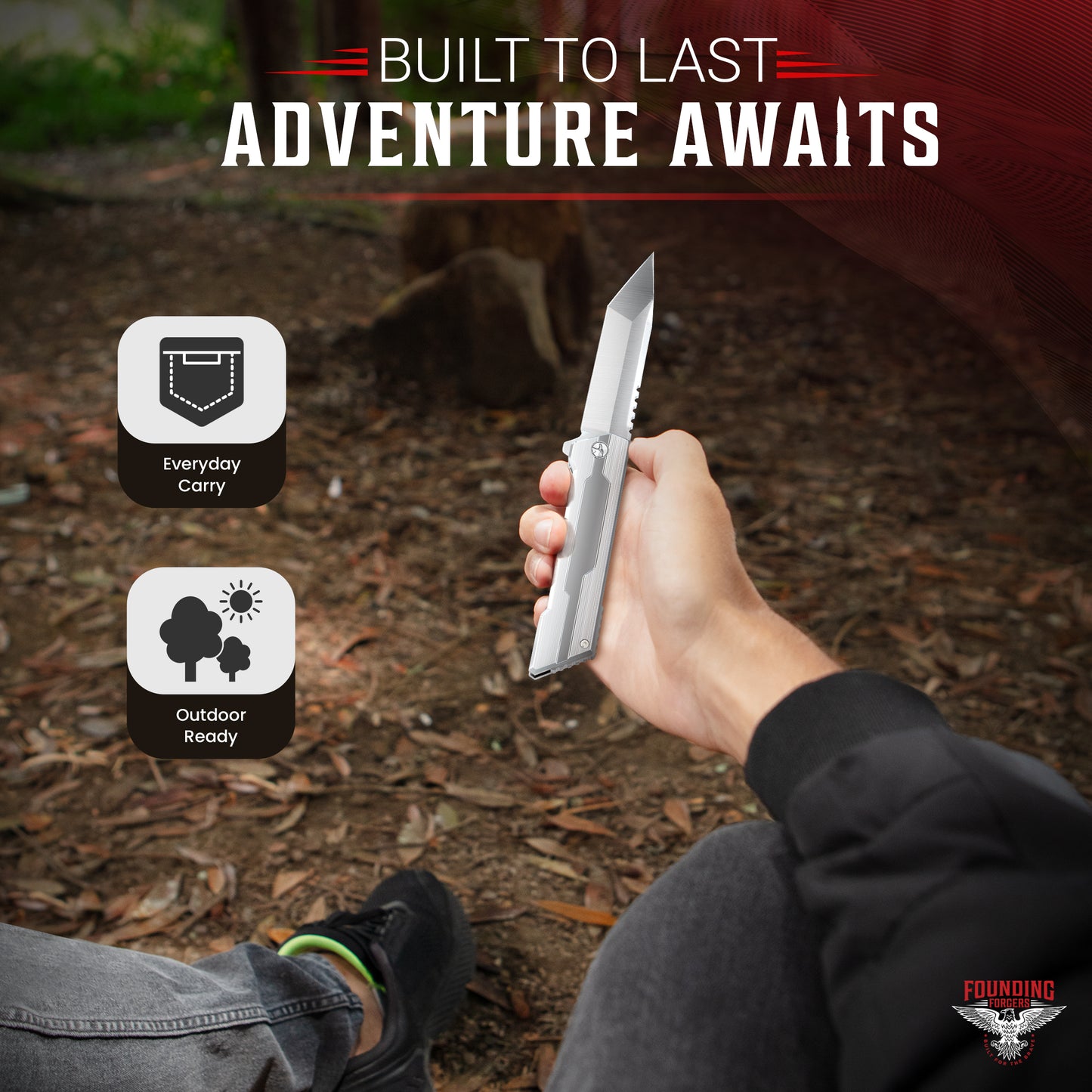NOVATRAX - 3.4" Titanium Handle D2 Steel Pocket Knife