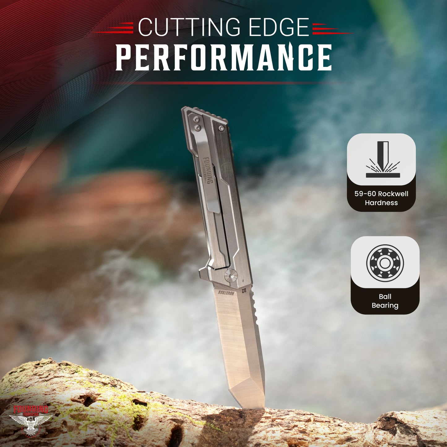NOVATRAX - 3.4" Titanium Handle D2 Steel Pocket Knife