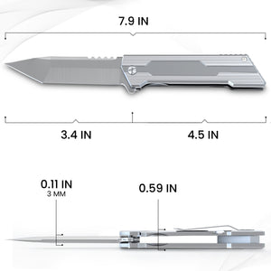 NOVATRAX - 3.4" Titanium Handle D2 Steel Pocket Knife