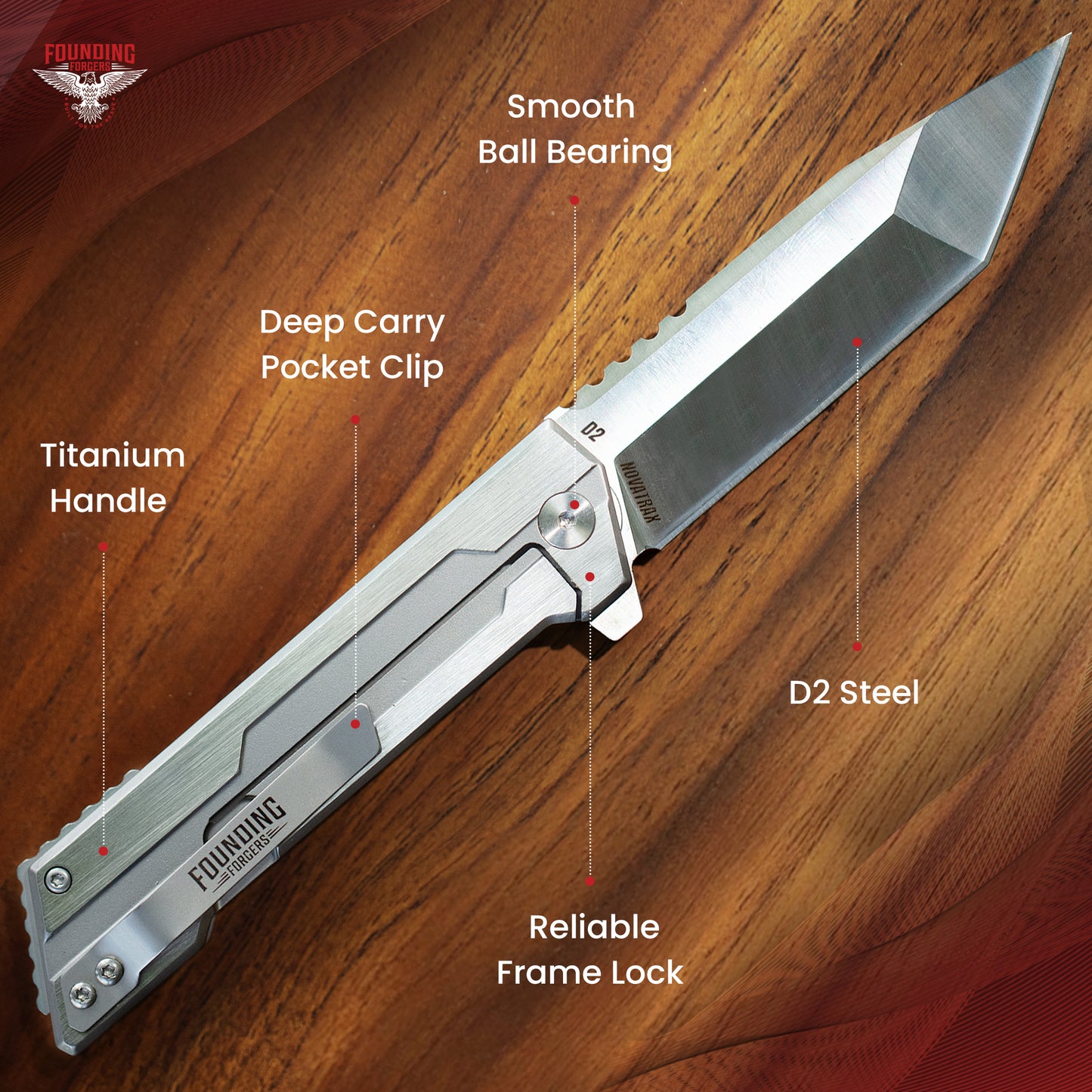 NOVATRAX - 3.4" Titanium Handle D2 Steel Pocket Knife